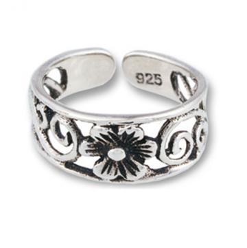 Silver Flower Toe Ring