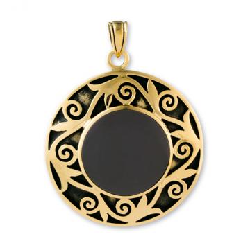 Gypsy Gold Ancient Spiral Pendant with Stone