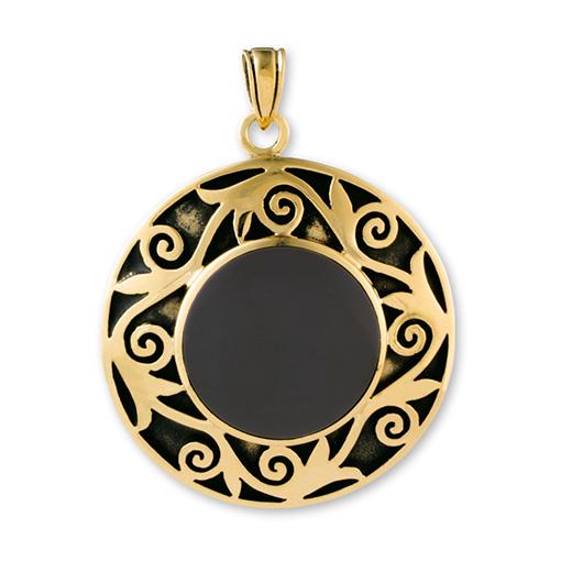 Gypsy Gold Ancient Spiral Pendant with Stone