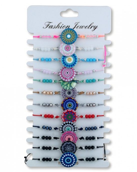 Assorted Mandala Bracelets on card 12 pack 