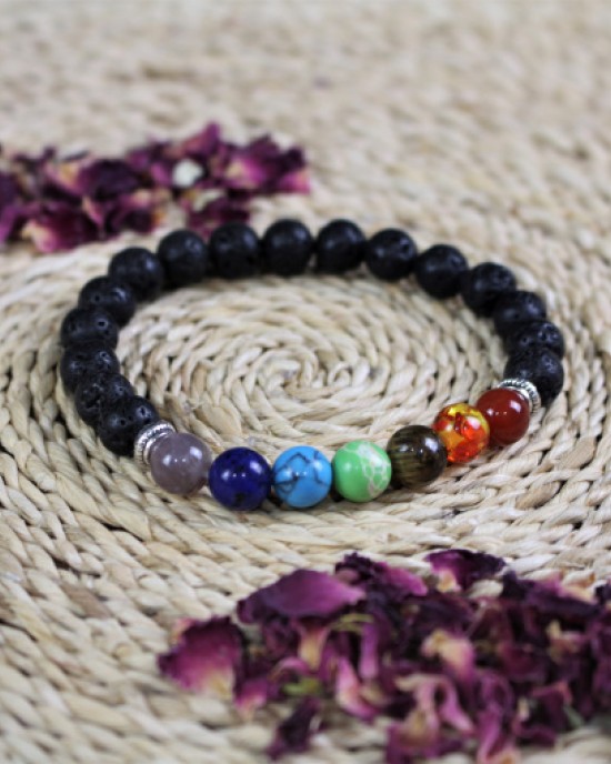 Chakra Lava Bead Bracelet 8mm