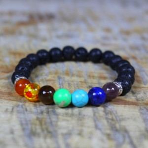 Chakra Lava Bead Bracelet 8mm