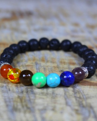 Chakra Lava Bead Bracelet 12mm