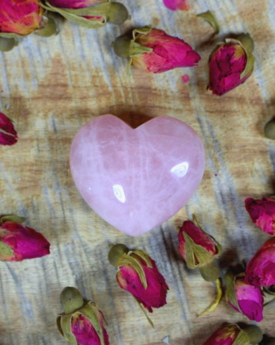 Rose Quartz Puff Heart x 1 (50-55gm)