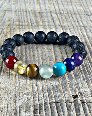 Chakra Lava Bead Bracelet 12mm