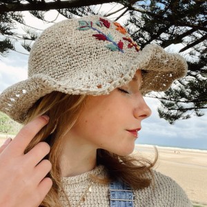 Hemp Hat- with Flowers 