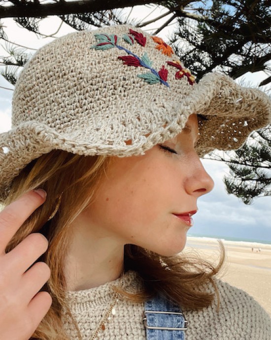 Hemp Hat- with Flowers 