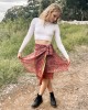 Recycled Sari Wrap Skirt- Reversible- Mid Length