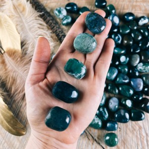 Tumbled Stones A Grade 100gms- Moss Agate 