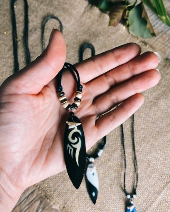 Surfboard Shark Tooth Necklace - 10 Pack (Mixed Designs)