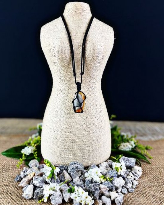 Bumblebee Jasper Macrame Necklace x 1