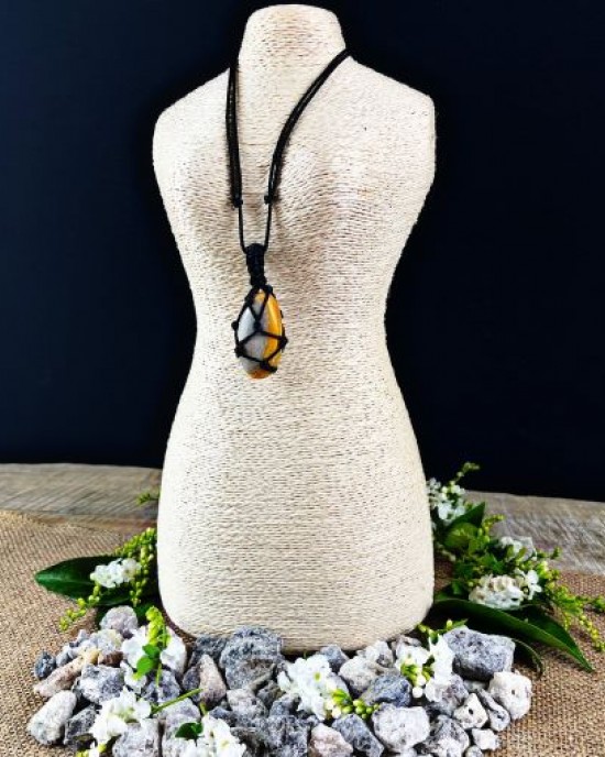 Bumblebee Jasper Macrame Necklace x 1