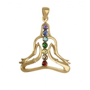 Chakra Pendant (Meditation) w CZ Stones- 32mm