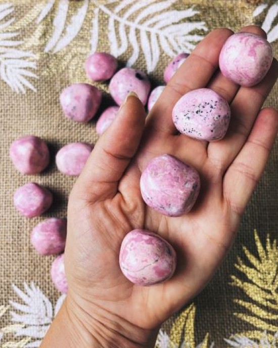 Tumbled Stones A Grade 200 gms- Pink Rhodonite (Peru)