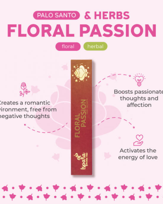 Ispalla Palo Santo, Wild Herbs & Florals Incense (Floral Passion)- Retail Display Box- 12 packs 