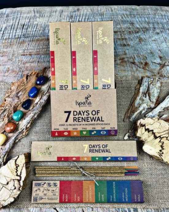 Ispalla Palo Santo, Wild Herbs & Florals Incense (7 Days of Renewal)- Retail Display Box- 12 packs 