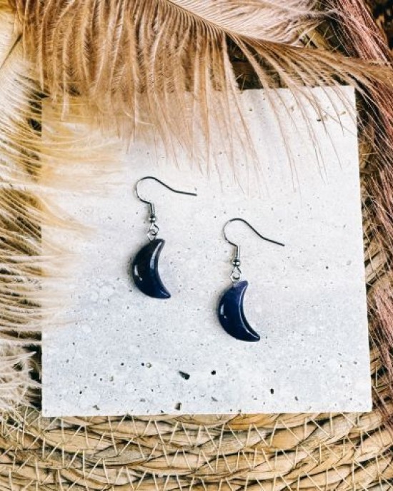 Amethyst Crescent Moon Earrings