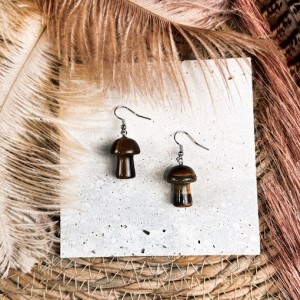 Tiger's Eye Mushroom Earrings