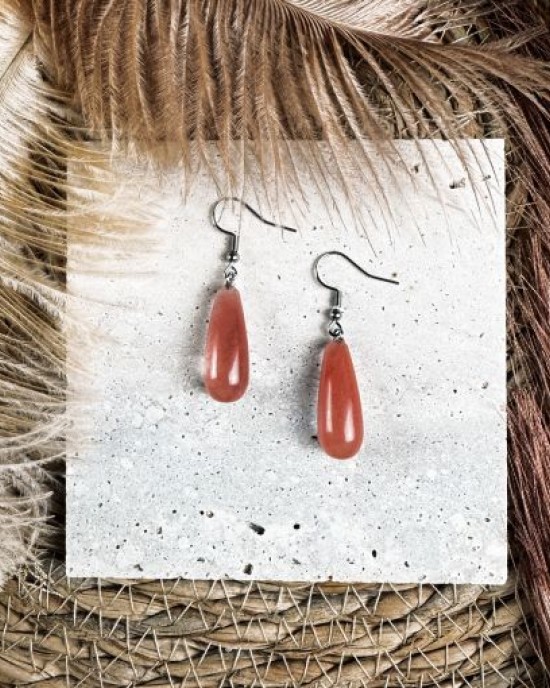 Cherry Blossom Agate Tear Drop Earrings