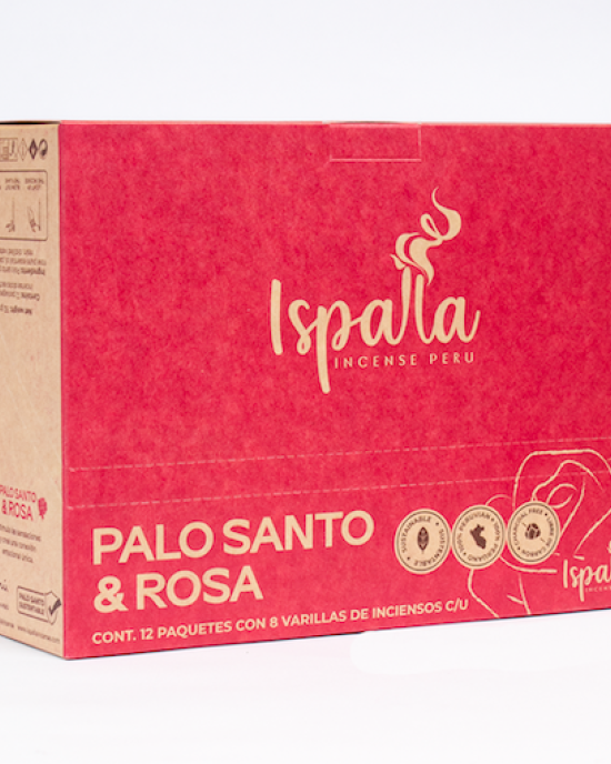 Ispalla Aromas Palo & Rose Incense (Romance)- Retail Display Box- 12 packs 