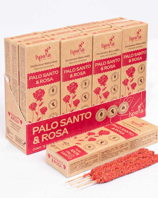 Ispalla Aromas Palo & Rose Incense (Romance)- Retail Display Box- 12 packs 
