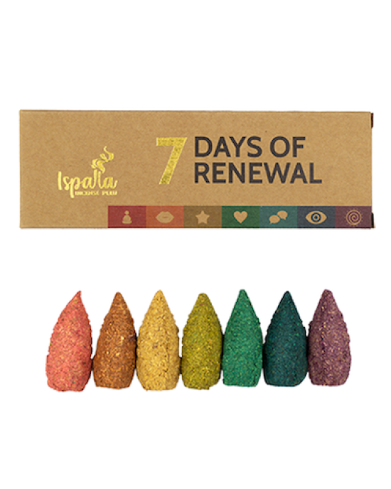 Ispalla Aromas Incense Cones (7 Days of Renewal)- Retail Display Box- 12 packs 
