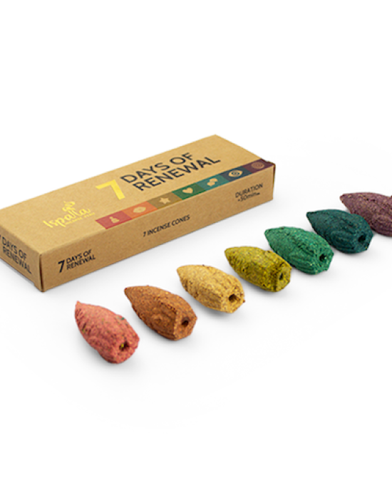 Ispalla Aromas Incense Cones (7 Days of Renewal)- Retail Display Box- 12 packs 