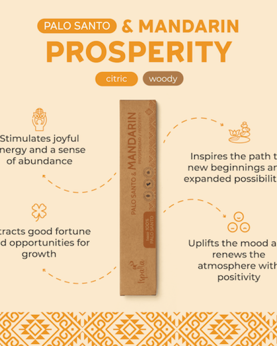 Ispalla Palo Santo & Mandarin Incense (Prosperity)- Retail Display Box- 12 packs 
