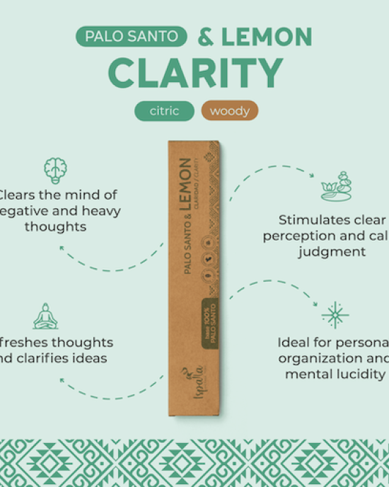 Ispalla Palo Santo & Lemon Incense (Clarity)- Retail Display Box- 12 packs 