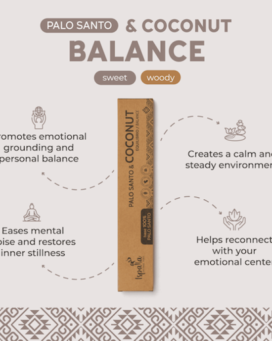 Ispalla Palo Santo & Coconut Incense (Balance)- Retail Display Box- 12 packs 