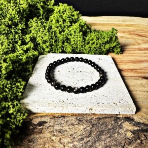 Silver Obsidian Bracelet- 6mm- NEW ITEM