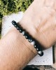 Silver Obsidian Bracelet- 6mm- NEW ITEM