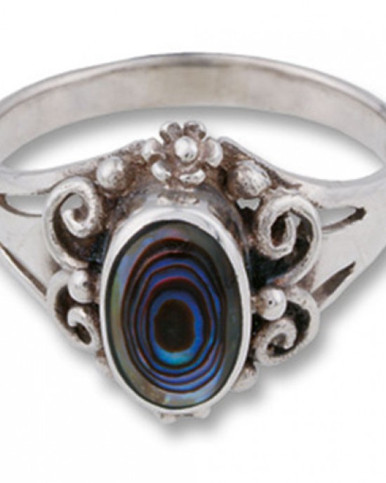 Silver Ring w Stone (Filigree/Floral Framing)