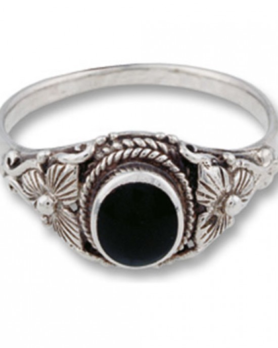 Silver Ring Flower and Stone