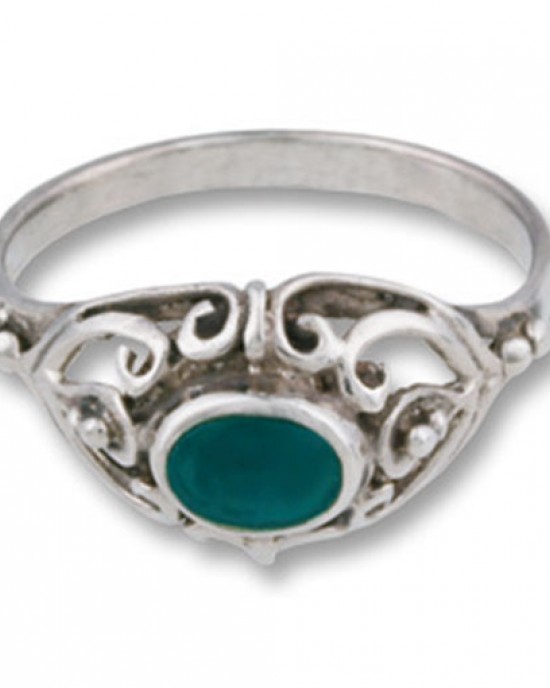 Silver Ring with Side Oval Shaped Stone