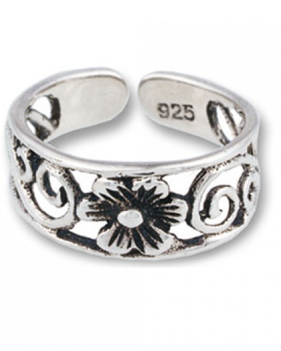 Silver Flower Toe Ring