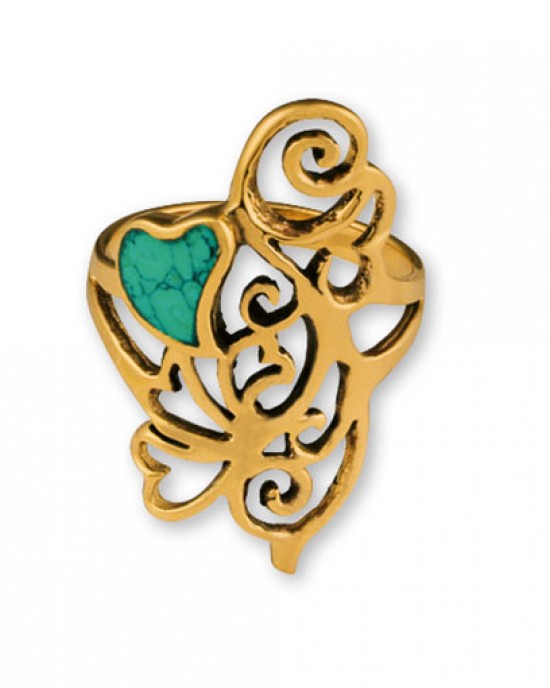 Love Heart Gypsy Gold Ring