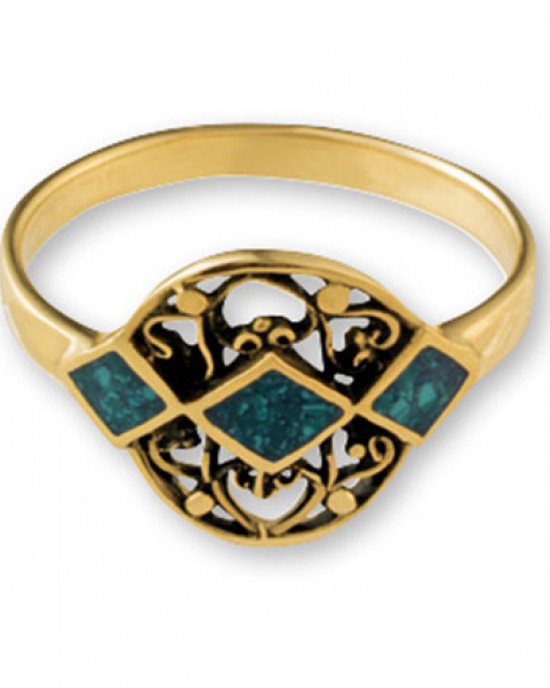 Gypsy Gold Ring with diamond shaped stones