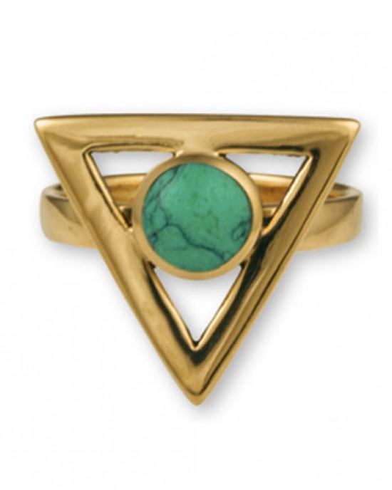 Gypsy Gold Sacred Triangle Ring w Stone