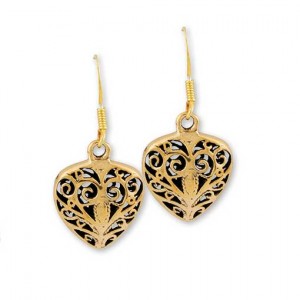 Gypsy Gold Heart Shaped Filigree Earrings