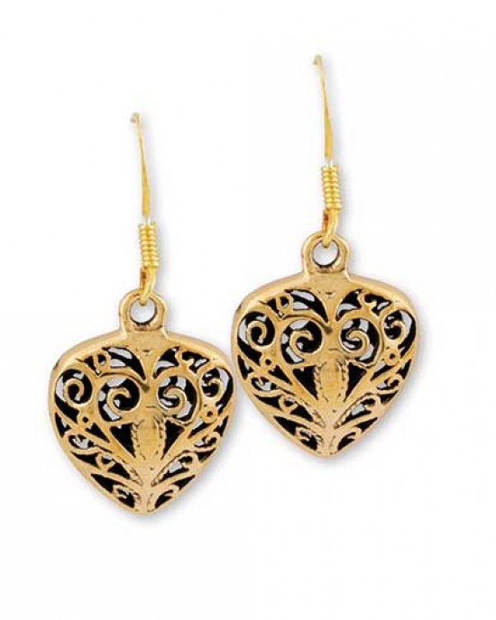 Gypsy Gold Heart Shaped Filigree Earrings