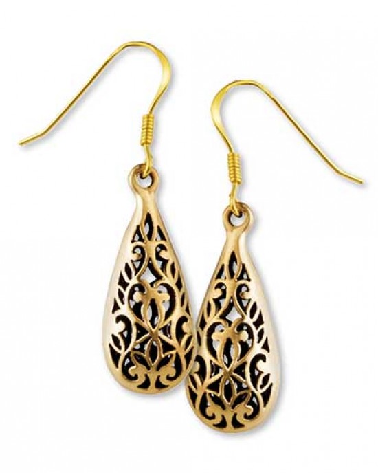 Gypsy Gold Tear Drop Filigree Earrings