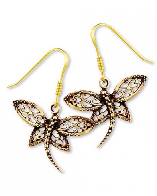 Gypsy Gold Dragonfly Earrings