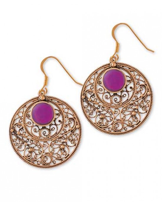 Gypsy Gold Filigree Earrings with Stones 