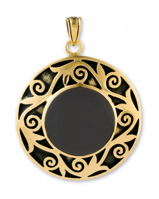 Gypsy Gold Ancient Spiral Pendant with Stone