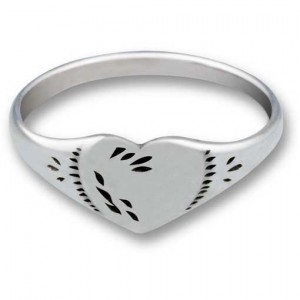 Silver Heart Signet Ring