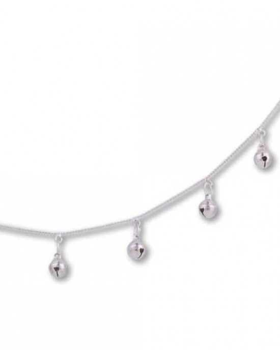 White Metal Anklet with Large Bells (12 Pack)