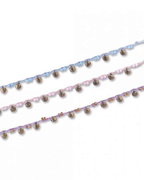 Cotton Bead Anklet w Bells (10 Pack)